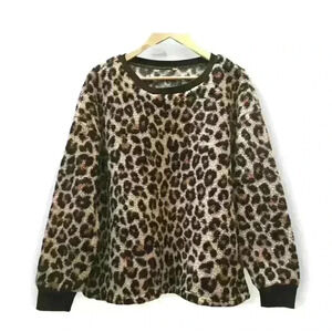 PJ Couture Animal Print Lounge  Pajama Top Soft Fleece Size XL